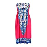 Weixinbuy Women's Bohemian Strapless Dress Printed Tube Skirt