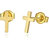 14K Solid Yellow Gold Cross Stud Earrings Dainty Tiny Delicate Durable Small Earrings Fine Jewelry Birthday Gifts for Women