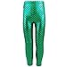TFJH E Children Shiny Fish Scale Stretch Leggings Pants for Little Girls Green 130