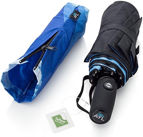 Windproof Travel Umbrella Foldable - with Teflon Coating (Clear Sky)