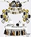 Black and Gold Party Decorations Kit - 6 Pom Poms - Gold Silver Black Circle Garland - 4 Gold Paper 4 Black Paper 4 Silver Paper Tassel Gold Black Banner