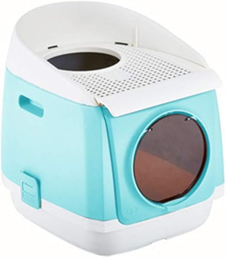 Xybb Litiere Chat Bac Pour Chats Double Porte Entierement Fermee Pet Litter Box Kit D Entrainement 46 55 49cm Bleu Amazon Fr Animalerie