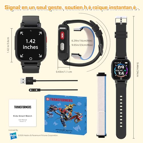 Transformers 4G Kids Smart Watch with GPS Tracker for Boys Girls Two Way Call Video Chat SOS IP68 Waterproof Pedometer Gift for Child 4-12 Year Olds