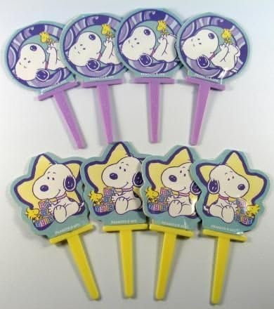 Peanuts BABY SNOOPY Package 8 Party Picks - Cake Decor - Baby Shower, Birthday Party by Baby Snoopy