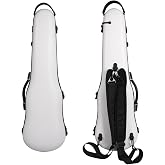 Vetimobato 3/4 Violin Case 4/4 Full Size Adjustable Hard Shell Carbon Fiber Violin Travel Case with Removable Accessory Storage Bag, 2 Bow Holder, Backpack straps(White)