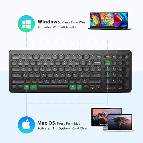 Wireless Keyboard, iClever GKA201B Rechargeable 2.4G Full Size Slim