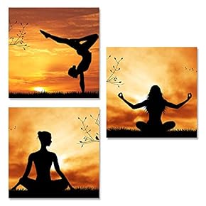Canvas Wall Art Tropical Theme Sunshine Ocean and Beach Painting Artwork for Home Prints Framed - 12"x12"x3 Panels