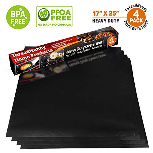 Oven Liners for Bottom of Electric Gas Oven Reusable 4 Pack Large