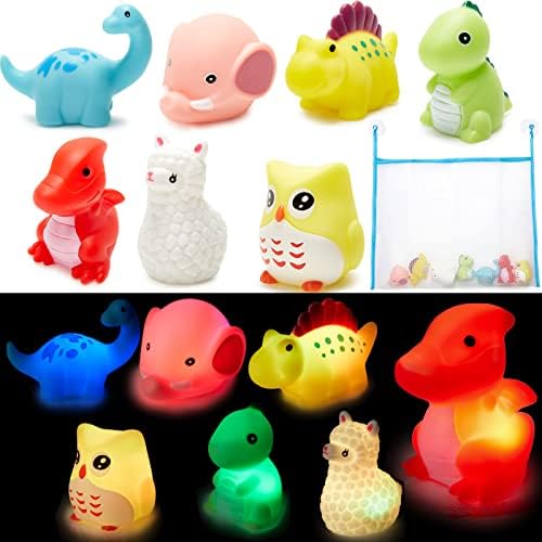Uarzt Light Up Bath Toys 7 Pack, Floating Auto Flashing Color Tub Toys