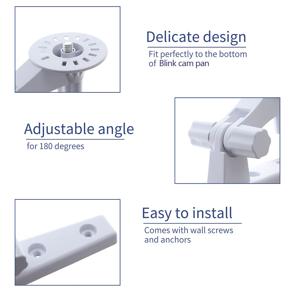 Wall Mount Compatible with Blink Mini Pan-Tilt Camera, 2 Pack Adjustable Angles Bracket 180 Degree Rotation Easy to Install (NOT Included The Cam)