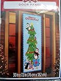 Holiday Time Door Panel Cover Penguins Decoraing a Christmas Tree