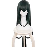 Vivaroom Asui Tsuyu Wig Cosplay Wig with Wig Cap Froppy Heat Resistant Synthetic Hair for Manga Anime MHA Role Play for Festival, Holiday, Cosplay Party, Comic Exhibition