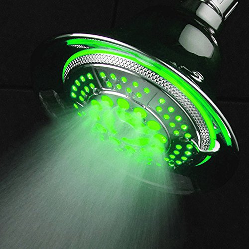 DreamSpa All Chrome Water Temperature Controlled Color Changing 5Setting LED Shower Head by Top
