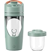YOHOABSER Electric Protein Shaker Bottle with Storage, 24oz USB-C Rechargeable Protein Shaker Cup, BPA-Free Tritan, Leak-Proof Portable Mixer Bottle for Gym, Travel(Green)
