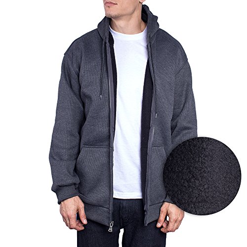 Mens Jacket Zip Up Hoodie Thermal Shell Sherpa Fleece Lining