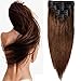 S-noilite Clip in Hair Extensions Human Hair, Medium Brown Remy Hair Extensions Double Weft Silky Straight 10 Inch Short Black Human Hair Extensions Clip ins for Women 110grams 8pcs(#4)