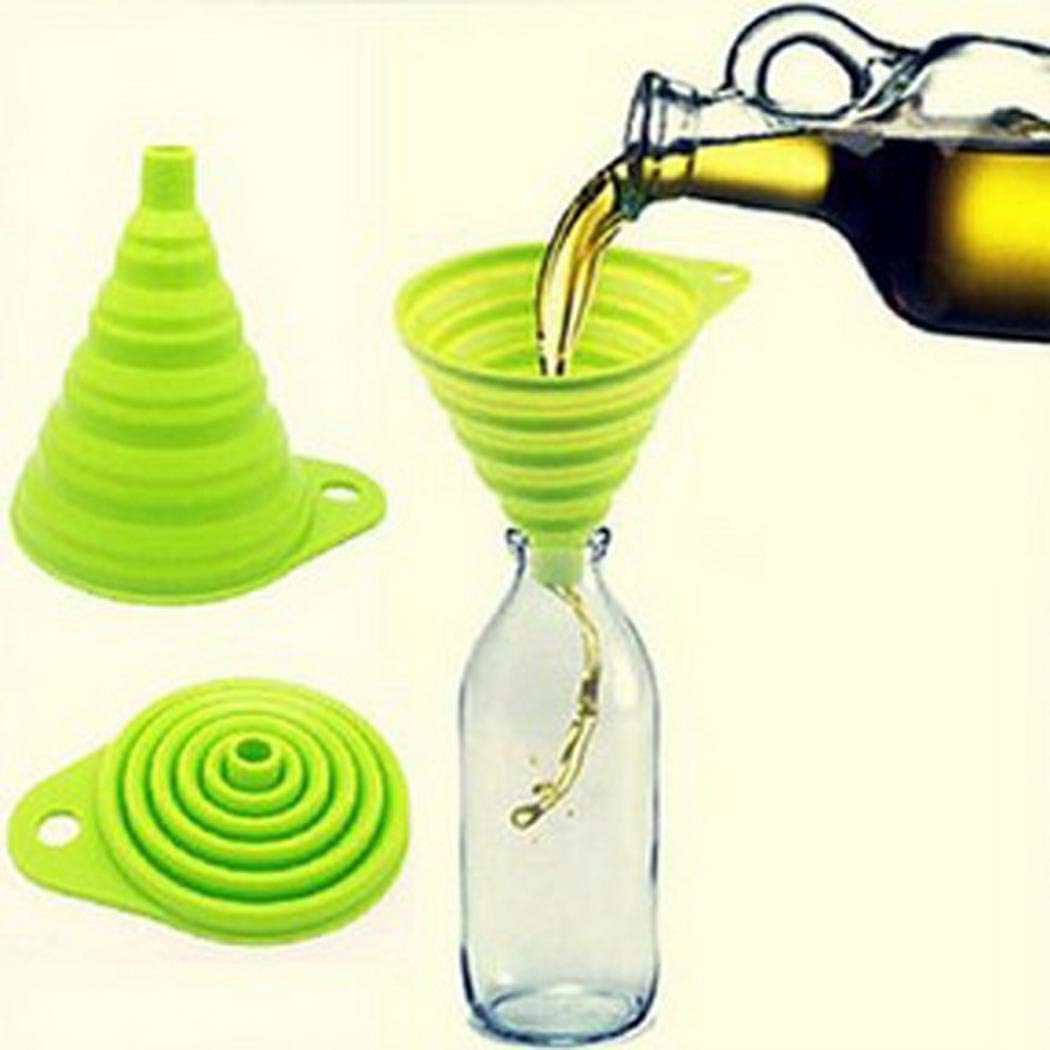 Qiopes Home Kitchen Silicone Portable Collapsible Funnel (Random Color)