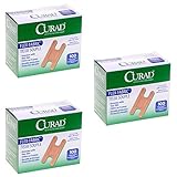 Curad NON25510Z Fabric Adhesive Bandages, Knuckle, Natural 100 per Pack (Pack of 3)