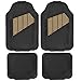 Motor Trend FlexTough 2 Tone Rubber Car Floor Mats for Auto - Heavy Duty All Season Black & Beige