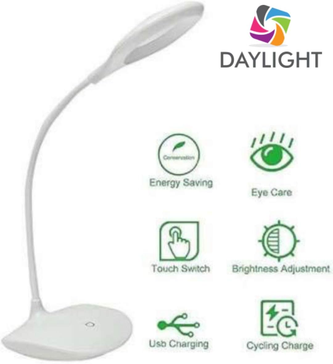 DAYLIGHT Rechargeable LED Touch On/Off Switch Desk Lamp Children Eye Protection Student Study Reading Dimmer Rechargeable Led Table Lamps USB Charging Touch Dimmer (Assorted-Colors)