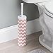 InterDesign Una Slim Toilet Bowl Brush and Holder - Bathroom Cleaning Storage, Coral/White Chevron