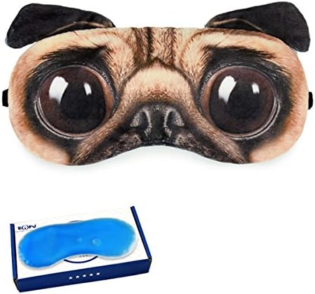 Sleep Mask Lovely PET DOG CAT Pattern Pug Husky Akita Meow Sleeping Eye Mask With Ice Pack For Hot Cold Therapy Comfortable (Pug)