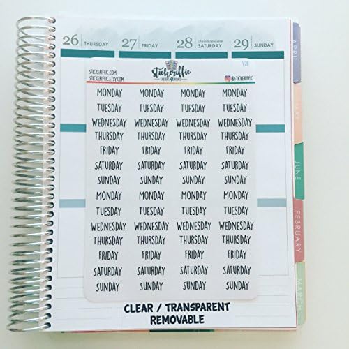 Clear Transparent Days of the Week Planner Stickers