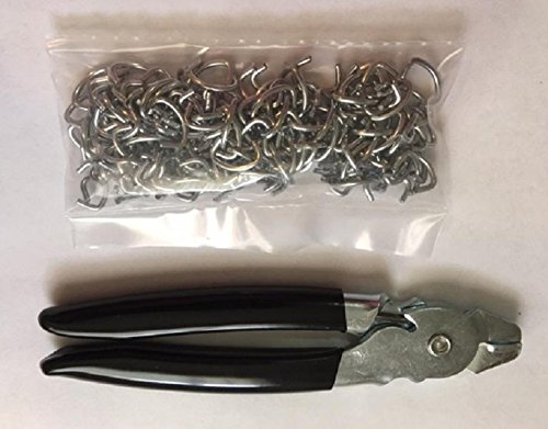 Heavy Duty Hog Ring Pliers & 150 1/2" Galvanized Hog Rings by Rabbitnipples.com