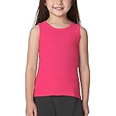 Noomelfish Girls Ribbed Racerback Tank Tops Cotton Cute Basic Dance Sleeveless Shirts (4-12 Years)
