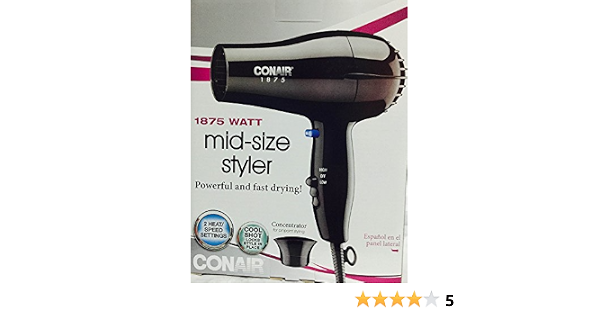 Amazon.com: Conair 1875 W Secador de tamaño mediano, negro, Modelo 247 WB  por CONAIR : Belleza y Cuidado Personal