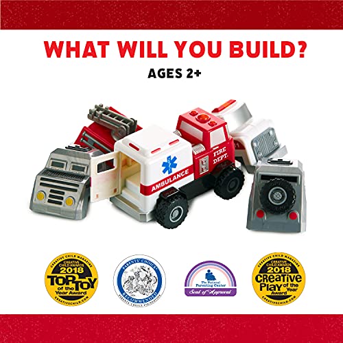 BuildATruck Fire and Rescue Toy Play Set, 6 Pieces
