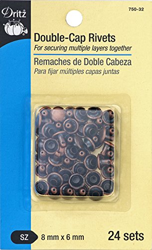 Dritz 24 Count Double-Cap Rivets, 8mm x 6mm, Copper