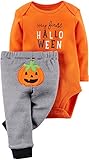 Carter's Unisex Baby First Halloween 2-piece Bodysuit Pant Set (3 Months, Orange/Black)