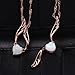 JIANGYUE Lady’s Pendant White Fire Opal Rose Gold Plated Heart Angel Wings Necklace Jewelry Valentine's Day Gift