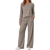 AUTOMET Womens Sweatsuits 2 Piece Sets Travel Outfits 2026 Fall Matching Lounge Set Oversized Sweatshirt Wide Leg Pants