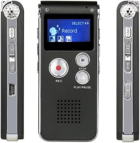 Digital Voice Recorder, FecPecu 8GB Multifunctional Dictaphone Metal Body Voice Activated Recorder/Noise Cancelling/Double Microphone/MP3 Player for Interviews, Lectures, Conferences (FRV860-Black)