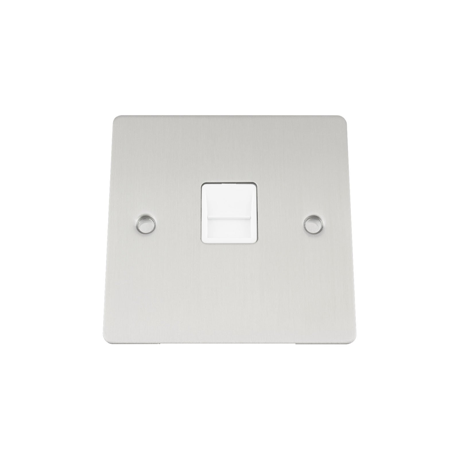 Master Telephone BT Plug Socket - Satin Matt Chrome - Flat - White Insert