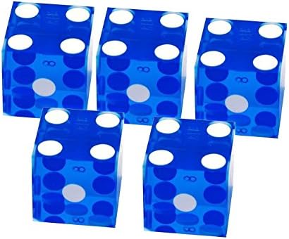 eKoi Classic Casino Grade A Dice Set of 5 Serialized 19mm for Games Craps Quality Blue