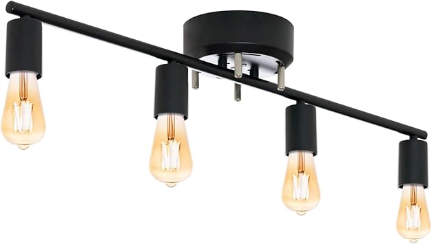 Amazon Ottostyle Jp ヴィンテージ風 4灯 シーリングライト ダウンライト インダストリアル 角度調節 天井照明 ダイニング リビング 寝室 Led電球対応 B 本体 Ledエジソンライトbタイプ マットブラック Ottostyle Jp シーリングライト 通販