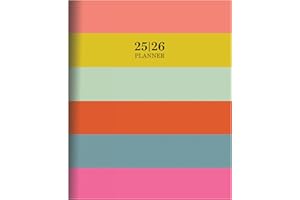 TF Publishing July 2025 - June 2026 Super Stripe Large Monthly Planner with Thick Paper - 12 Month Academic Planner 2025-2026 with 2-Page Spreads, Large Calendar Grids and Prompts - 9in x 11in