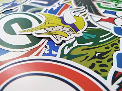 NFL Stickers All 32 Teams, Vinyl Waterproof Sport Fan Decals for Water Bottle Laptop Notebook Hydroflasks Bicycle, 49ers Steelers Cowboys Seahawks Vikings Teams Logos Football Fan Stickers Pack