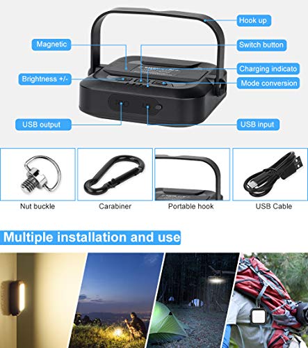 Tragbarer LED Arbeitsscheinwerfer, FUJIWAY Wiederaufladbares Outdoor Flutlicht Campinglampe mit Batterie, 5 Modi… – Bild 7