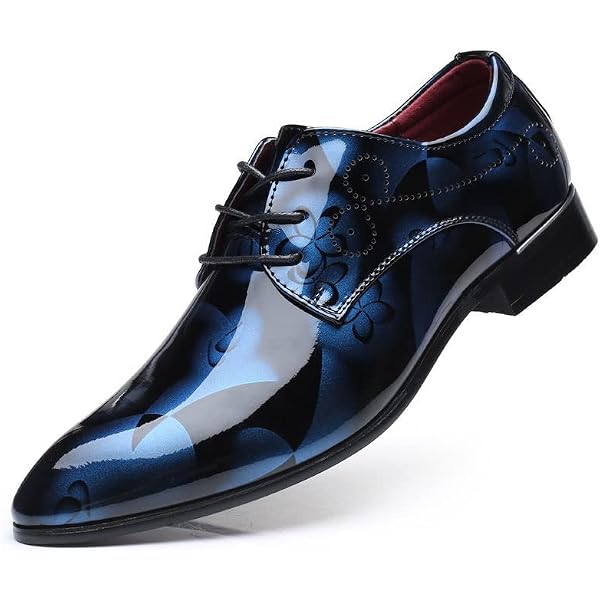 FSJ Blue Men\'s Plain Toe Oxford Dress Shoes Stylish Lace-up Wingtip Brogues Shoe Amazon.com | Men main image 3