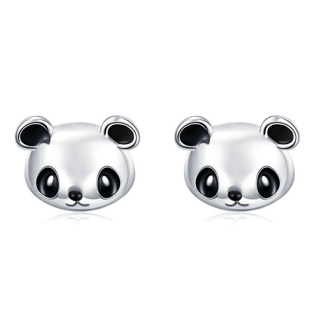 Panda Earrings Genuine 100% 925 Sterling Silver Animal Collection Cute Panda Stud Earrings for Women Sterling Silver Jewellery