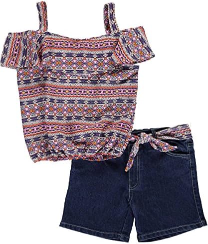 Girls Luv Pink Big Girls' "Flounced Mosaic" 2-Piece Outfit - purple/multi,