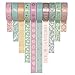 Washi Tape Set of 10 Cute Rose Gold Foil Rolls - Extra Long 33 feet - Decorative Masking Tapes Great for DIY Washi Tape Arts and Crafts Projects; Planners, Scrapbooking, Wall Art, Bullet Journals