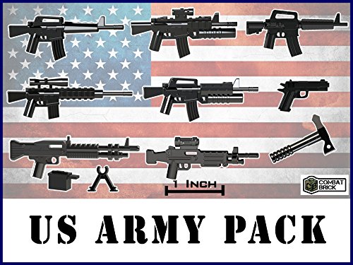 CombatBrick Custom US Army Miniature Toy Guns Pack 1&amp;quot; Scaled Designed for Lego Minifigures