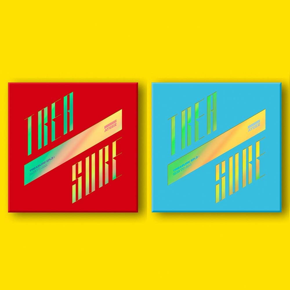 K-POP ATEEZ - Treasure EP.3 : One to All, Random Cover Incl. CD, 104pg Booklet, 3 Photocards, 8 Postcards, On Pack Folded Poster, Sticker, Extra Photocards Set