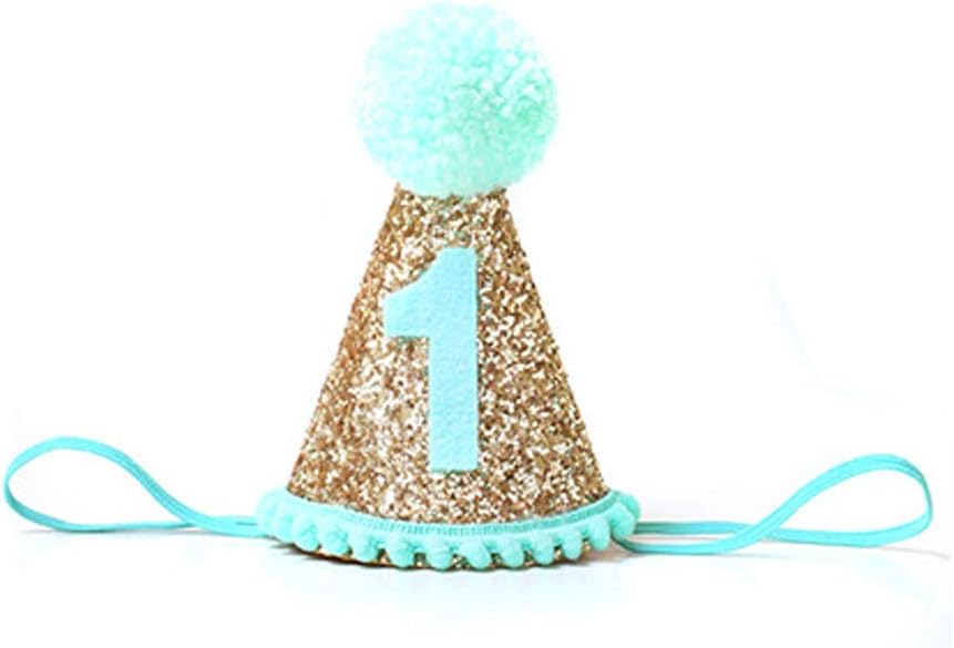 Ruiting Baby Birthday Hat Glitter Blue 1st Birthday Crown Headband Baby Accessories 1st Birthday Party Hat