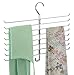 mDesign Metal Closet Rod Hanging Accessory Storage Organizer Rack for Scarves, Ties, Yoga Pants, Leggings, Tank Tops - Snag Free, Geometric Design, 16 Arms/1 Hook - Spira Collection - Chrome